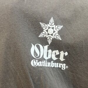 Gildan Men's Dark Brown Tee with White Ober Gatlinburg Graphic on front & back